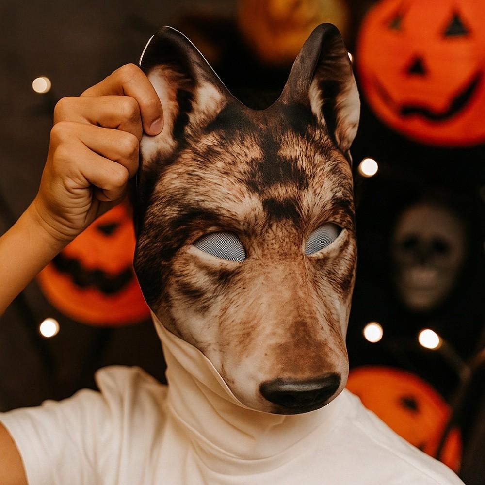 Wolf Halloween Werewolf Mask Husky Animal Half Face Mask Creative Tiger EVA Mask  Masquerade