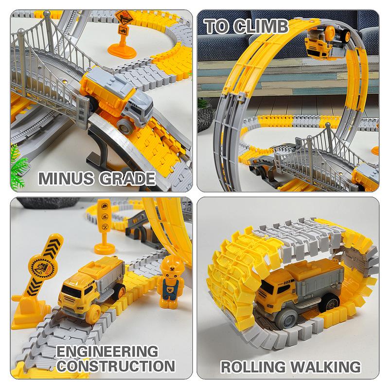 Electric Rail Car Toy With Flexible Track Parent-Child Assembly Engineering Puzzle Play Vehicle Birthday Gift For Children