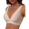 Women's Seamless Wireless Push Up Deep V Neck Wide Strap Invisible Bralette, Comfortable Breathable Lift Up Everyday Bra
