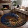 Mystical Dragon 3D Illusion Carpet Fantasy Floor Mat for Gothic Decor Living Room Bedroom Library Round Home Rug