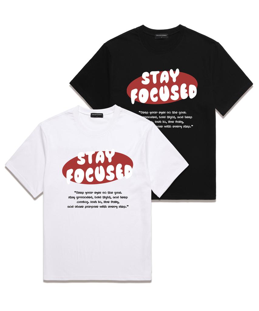 Ujeu Stay Focused Oversized Short Sleeve T-Shirt (Ds023) White