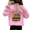 Unisex Korean Style Casual Letter Print Plus Velvet Sweatshirt, Long Sleeve, Round Neck, Loose Fit for Autumn/Winter.