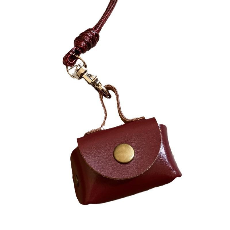 Retro Leather Coin & Earphone Pouch Necklace - Versatile Commuting Sweater Chain, High-End Jewelry.