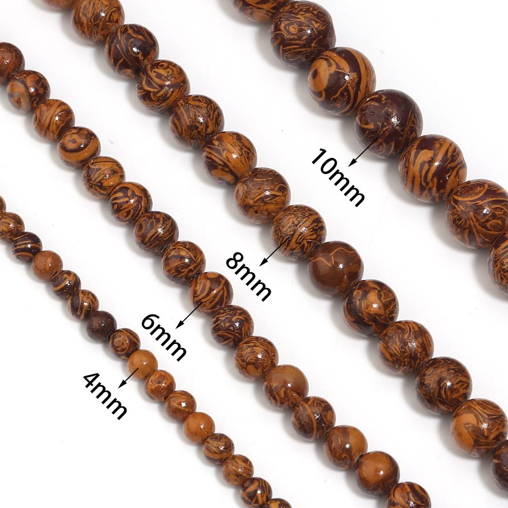 1 Strand 4/6/8/10mm Natural Stone Beads Golden Silk Jade Round Loose Beads For Jewelry Making DIY Bracelets Necklace Accessories
