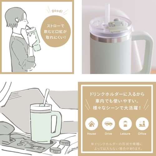 Takeda corporation 880ml Pink Straw Tumbler with Handle, 14.2 X 8.9 X 24cm, with Straw, Insulated, and Handle, HD-STT880PI