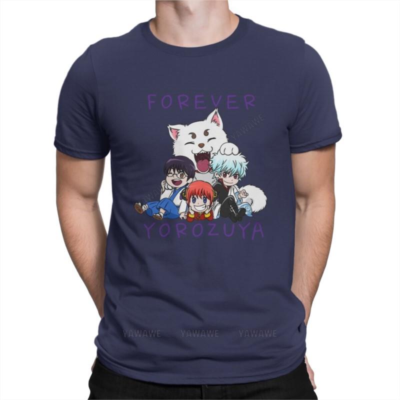 Unisex Forever Yorozuya T Shirts Gintama Kagura Anime Cotton Tops Casual Short Sleeve Crew Neck Tees Summer TShirts