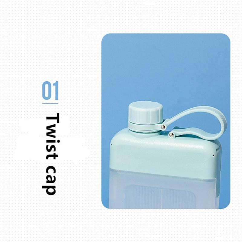 450ML Krátká sportovní láhev na vodu Plastový kreativní čtvercový plochý pohár na vodu Venkovní sporty Přenosný Vysokoteplotní ruční pohár