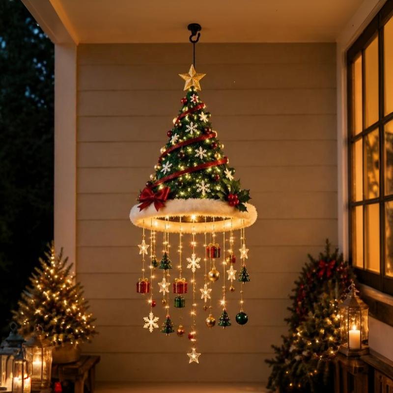 Led Santa Hat String Lights Warm Glow Christmas Hanging Decoration For Door, Window & Party Venue Holiday Ornament