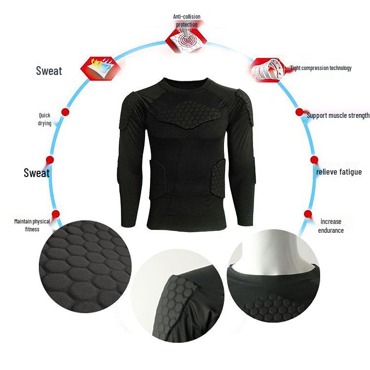 Schnelltrocknendes Anti-Kollisions-Langarm-Enges Rugby- & Basketball-Trainingsshirt