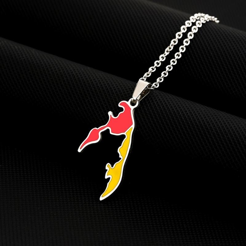 Collana Ciondolo Tamil Eelam Acciaio Inossidabile Mappa Geometrica Charms Collane Gioielli di Moda per Donne e Uomini