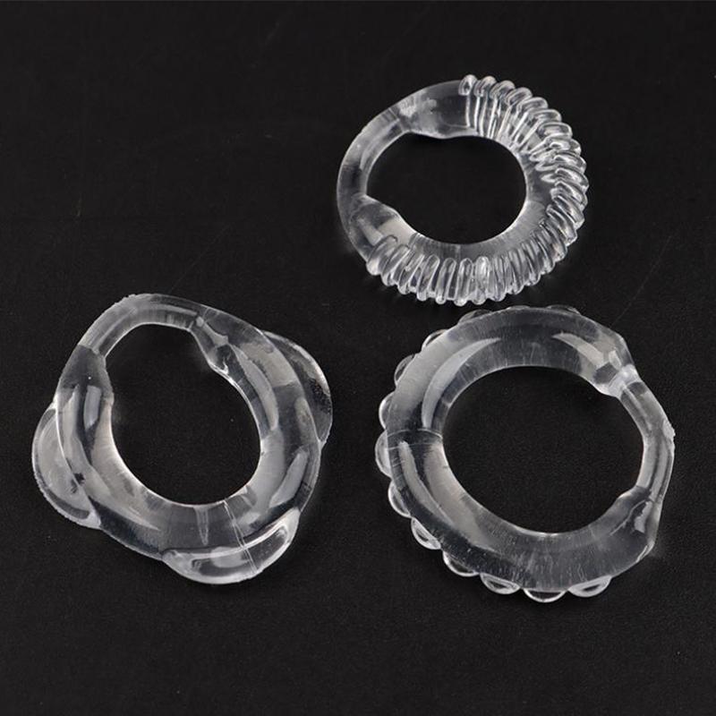3Pcs Cock Ring Silicone Penis Lock Rings Male Reusable Delay Ejaculation Ring Scrotum Bondage Goods Couple Cock Erection Erotic