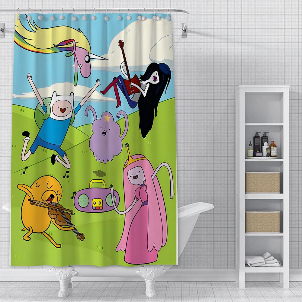 

Shower Curtain Waterproof Polyester Fabric Paint Colorful Bath Curtains Adventures Time Home Bathroom Decor Curtain With Hook W60H190(CM)-1 Pcs