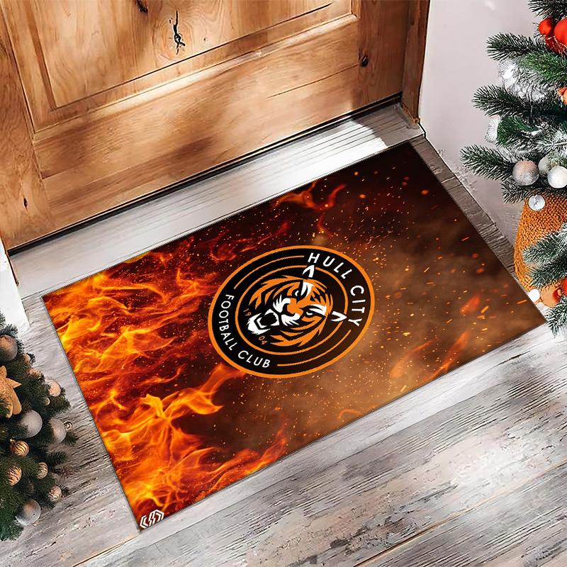Tappeto in Velluto di Cristallo con Stampa Calcio Hull City, Comodo Assorbente d'Acqua Antiscivolo Tappeto per Pavimento Interno