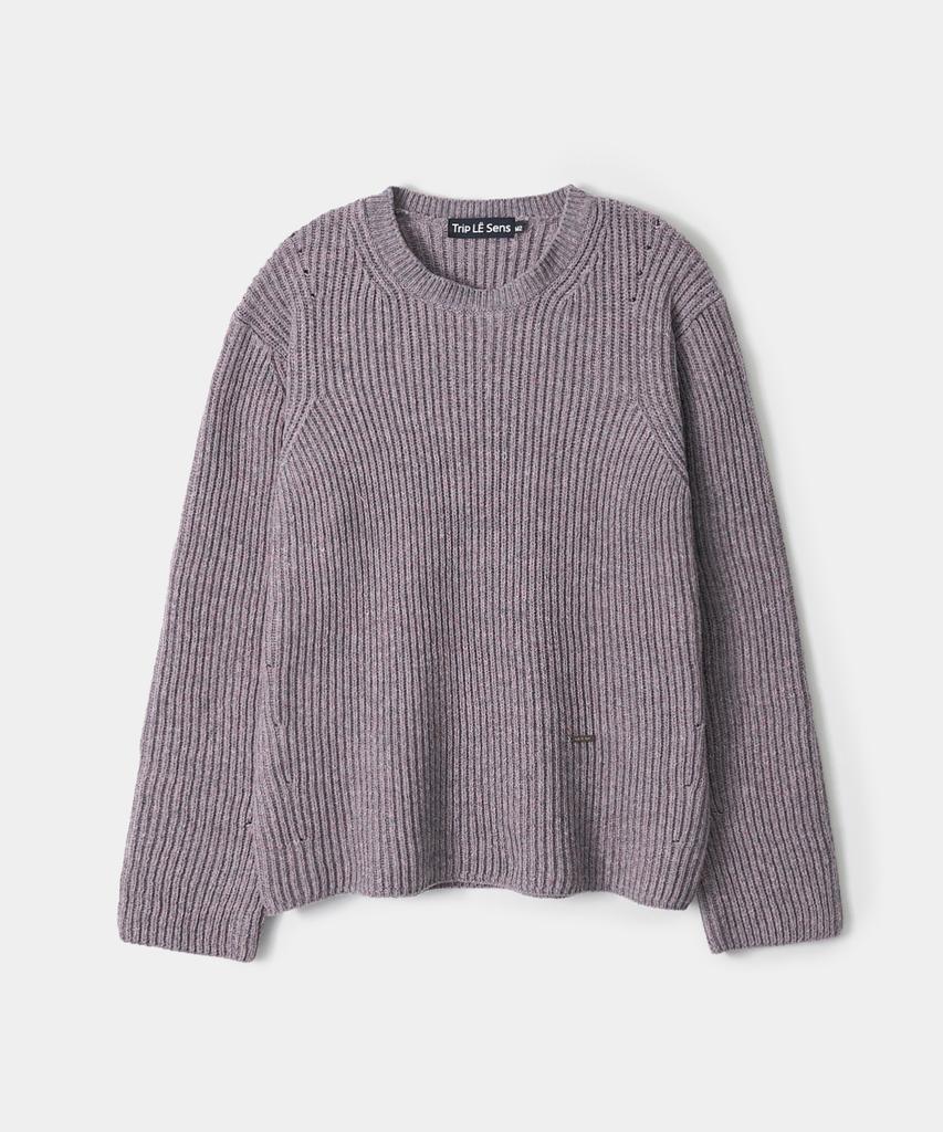 TRIP LE SENS Wool Mixed Color Crop Round Knit_Purple Mix