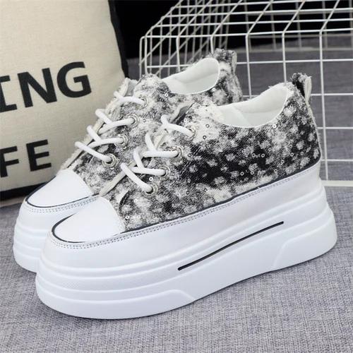 Fashion Woman Height Increasing Shoes 8CM Heels Spring Summer Wedges Breathable Women Sneakers Casual Platform Trainers White Shoes