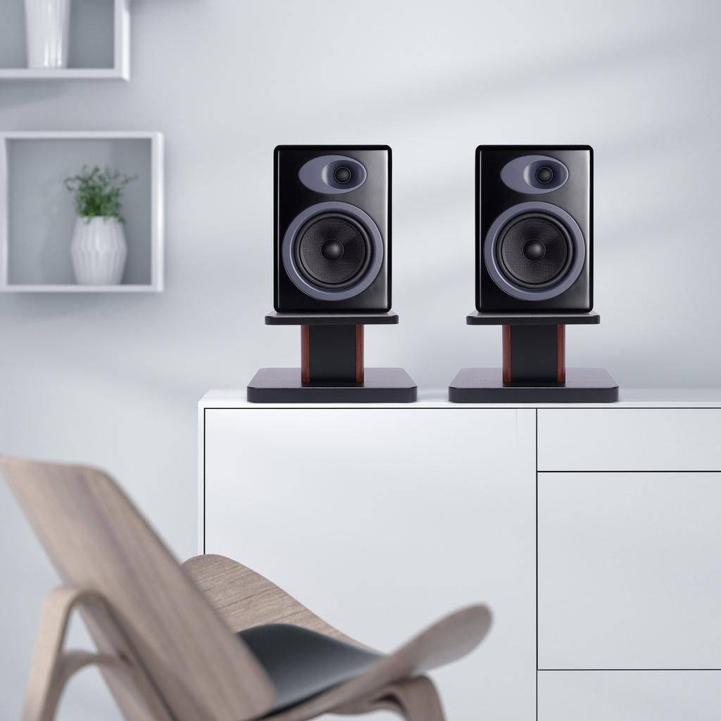 2PCS Speaker Stands for Computer/Bookshelf/Studio Monitor, Density Board for Desktop Speaker Holder, Audio Cable Management
