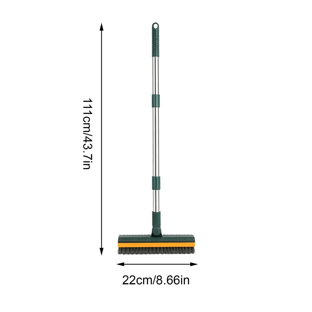 Floor Scrubber Brush With Scraper Rotating Head Non-Slip Cleaner Floor Scrubber Long Handle Scrub Brush For Bathroom Kitchen