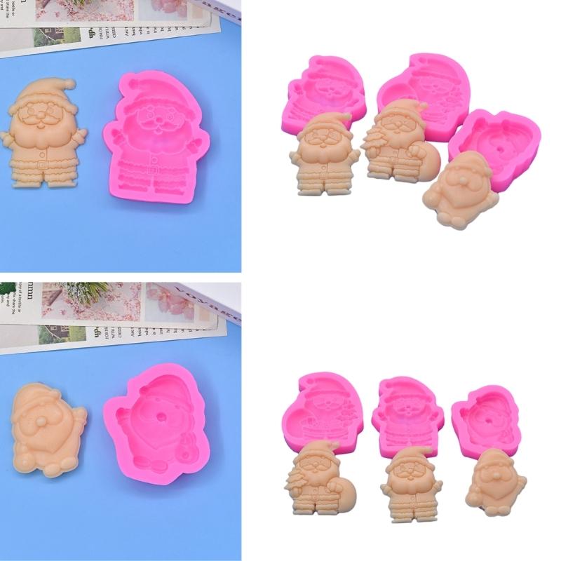 3Pcs Christmas Series Silicone Mold Santa Clauses Baking Tools Festive Handmade Fondant/Cake Mould for Baking Lovers