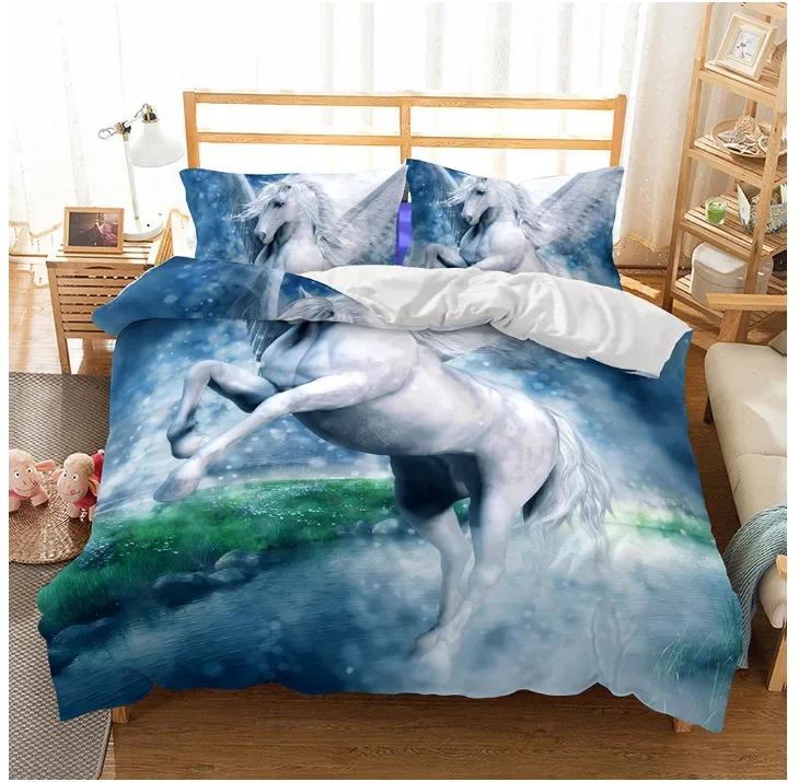 Comforter Iceberg Unicorn Set Pillow 3D Print Pink Green Babysbreath Navy Blue Bed Set For Boy Gril Teen Dropship