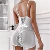 Women Lace Lingerie V-Neck Bra Thong With Garter Underwear Pajamas Suit Set