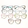 6221 Fashion Cat'S Eye Metal Spring Leg Flat Glasses 2025 New Personalized Anti-Blue Light Plain And Thin Glasses