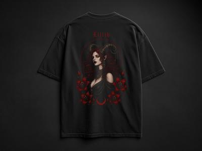 Lilith Shirt, Gothic T-Shirt Women, Dark Fantasy Demon Tee, Witchy Oversized Shirt, Occult Clothing, Alternative Streetwear, Gothic Gift