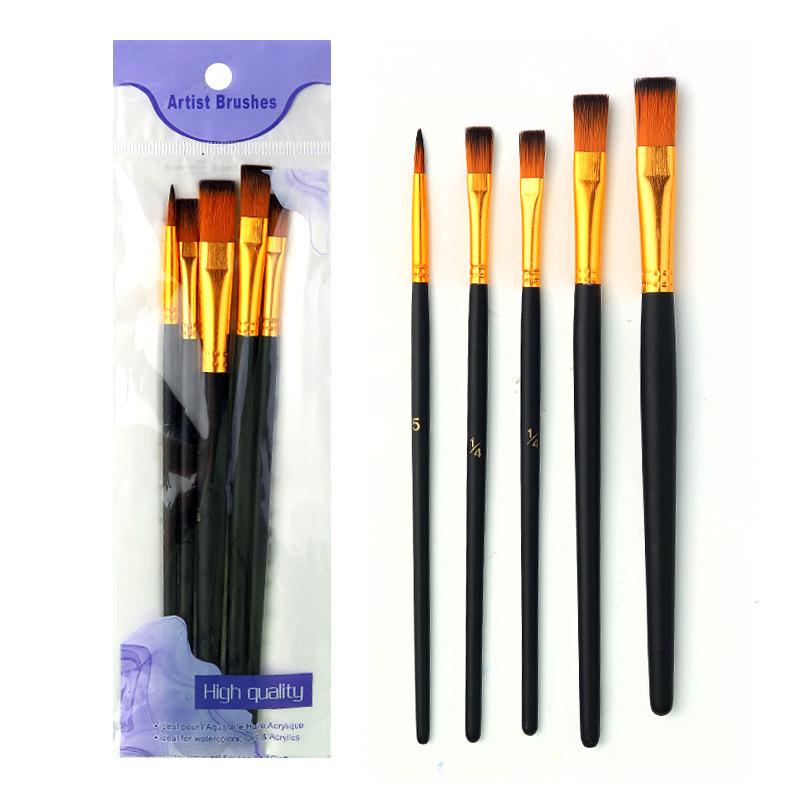 10-Piece Children's Paint Brush Set: Blue Handle Nylon Brushes for Acrylic, Watercolor, and Oil Painting