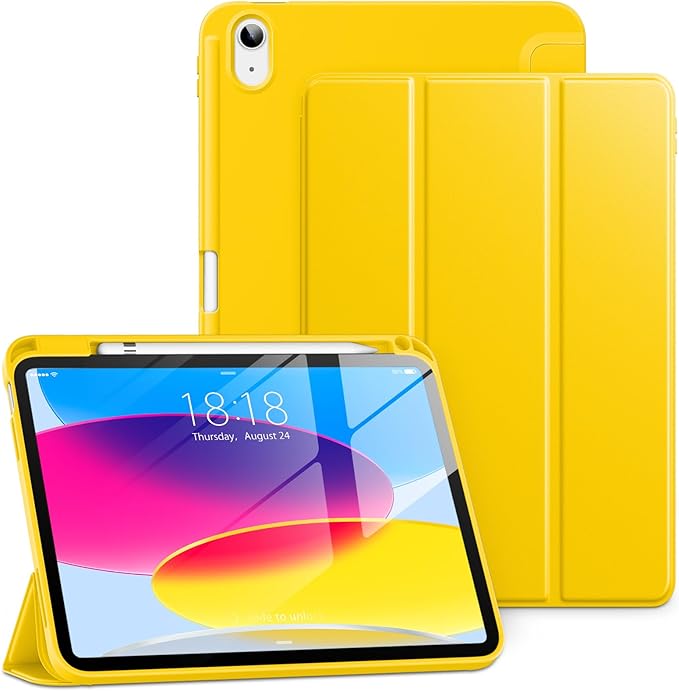 New Tri-fold Soft TPU PU Leather Tablet Case for iPad 10.9" 2022 - Lightweight Folio Stand with Pencil Holder-Auto Sleep/Wake