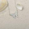 Iridescent Opal Butterfly Pendant Necklace with Silver Sweater Chain