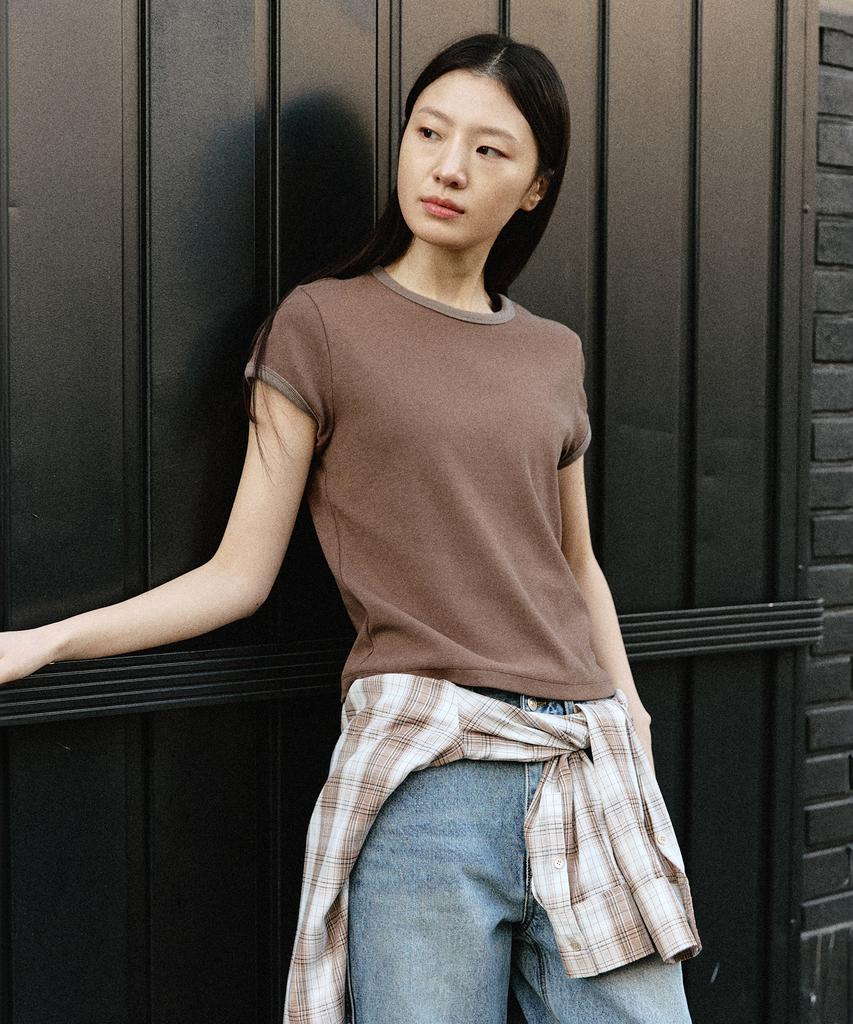 ARTID Waffle Ringer Short Sleeve T-Shirt_Brown