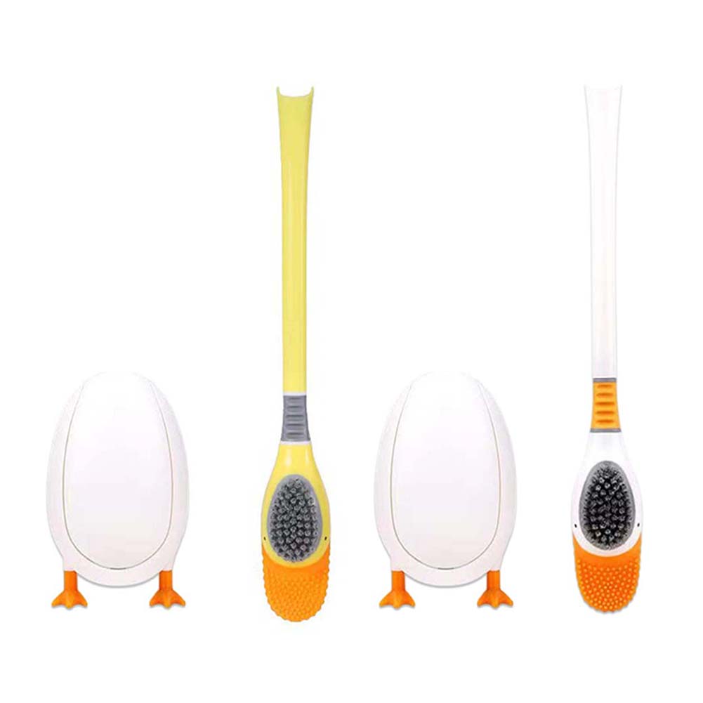 1 Set Wall Mounted Toilet Brush Duck Silicone Toilet Brush Set 360° Deep Clean Easy Storage Bathroom Accessories