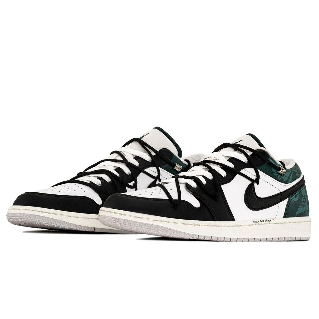 Jordan Air Jordan 1 Jungle Abrasion Resistant Abrasion Resistant Low Top Vintage Basketball Shoes Men's Black Green FQ7687-300(TeamA-S-BOX)