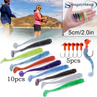 SOUGAYILANG 10 Stück weiche Angelköder, neue 5 cm, fertige Lagerware, weiche Köder, Angelköder, die im Wasser schwimmen, weiche Schwimmköder