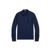 Polo Colore Unito Logo Ricamato Taschino Manica Lunga Ampia Polo Uomo top Blu Nautico MNPOKNI16823376-410