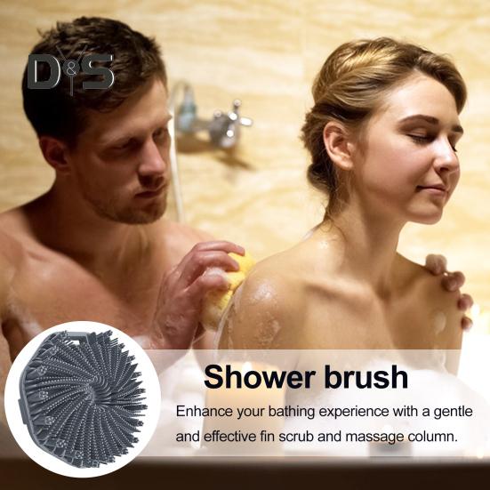 Silikon-Badebürste, Peeling-Körperschrubber für empfindliche Haut mit Massagesäulen, Anti-Rutsch-Griff, Körperbürste