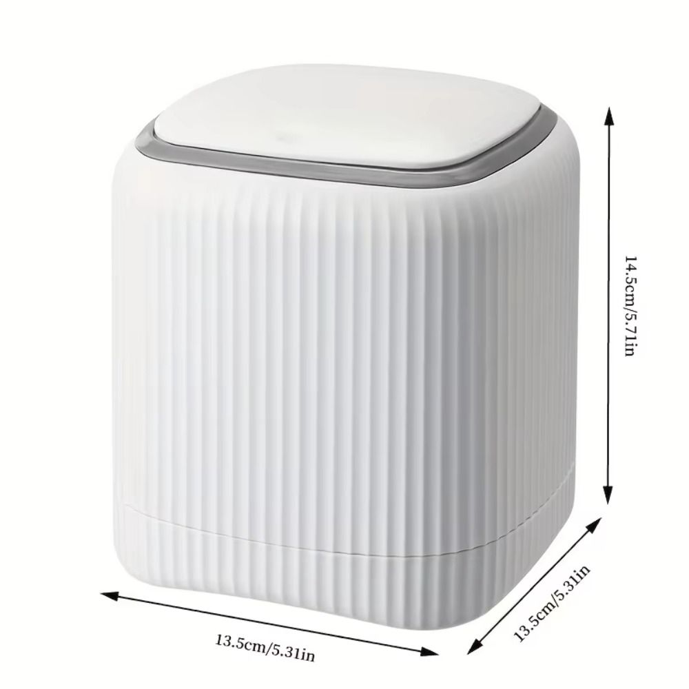 Non-slip Plastic Wastebasket Press Type Paper Waste Bin Creative Desktop Trash Can Bedroom