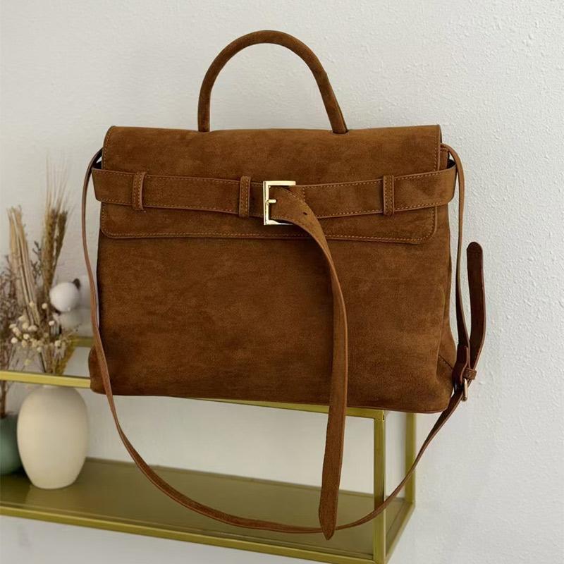 Winter Designer Feminine Bag with Matte Suede Belt Buckle Versatile Shoulder Bag Female Displacement Work Bag