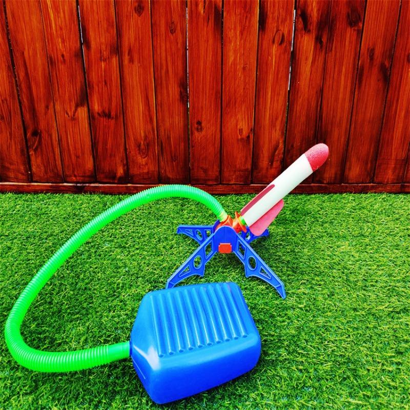 Children Toy Gifts Kids Outdoor Rocket Foot Pump Air Pressing Soaring Suit Jumps Powered Launcher Game Kid Friendly Entertaining Fun Play Safe