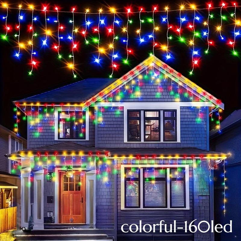 Solar Powered Icicle LED Lights Weatherproof Christmas String Lights Uses for Fence Tree Eaves Decor