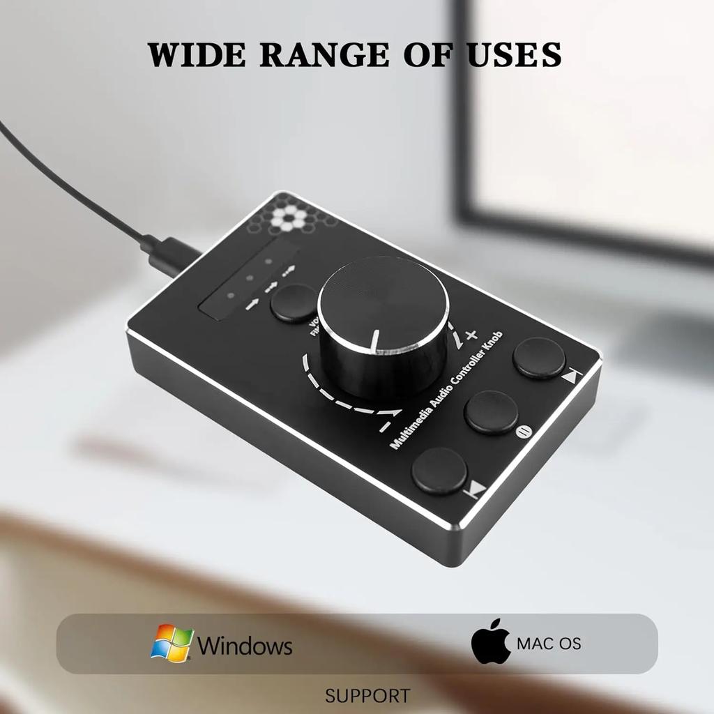 U8 Multimedia Volume Control Knob for Mac/Win 10/8/7 Aluminum Alloy Audio Adjuster with Mute Function
