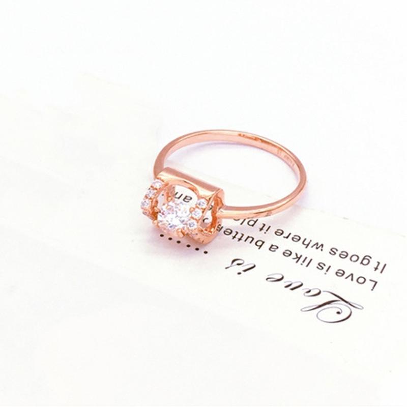 

Color Gold Purple Gold Russian Smart Zircon Ring Adjustment Versatile Classic Rose Gold Plated Ring Light Luxury
