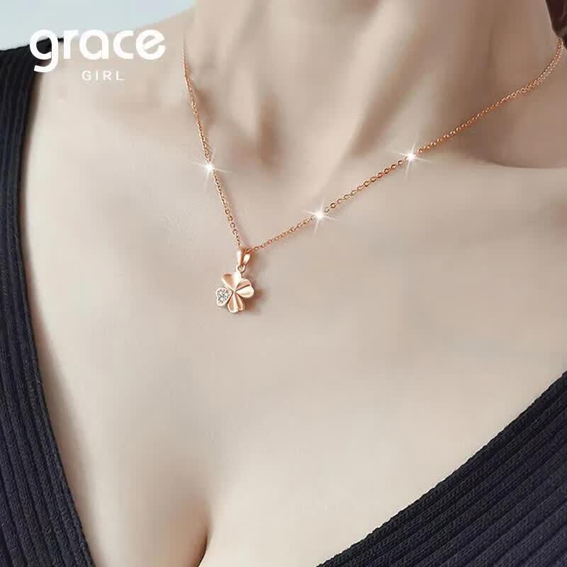 Grace Girl Lucky Four-Leaf Clover Necklace