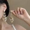 Diamond Inlaid Silver Needle Teardrop Earrings - Elegant Court-Style Jewelry with a Luxurious Touch.
