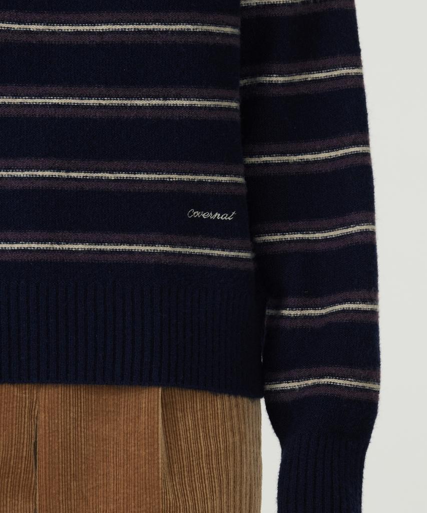 COVERNAT WOMAN Ribbon Stripe Knit Dark Navy