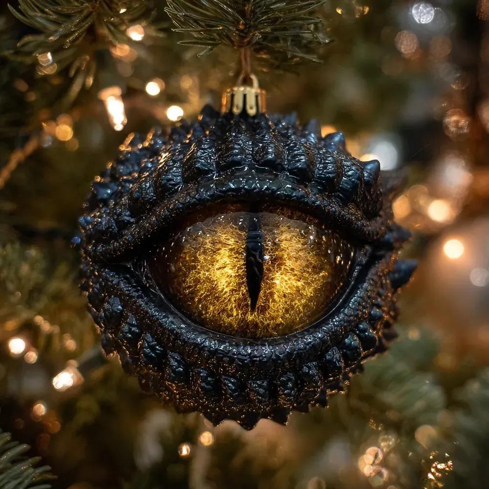 2D Dragon Eye Shaped Acrylic Christmas Ornament Dark Gift Christmas Festive Hanging Small Christmas Cookie Decoration Ornam Z9W8