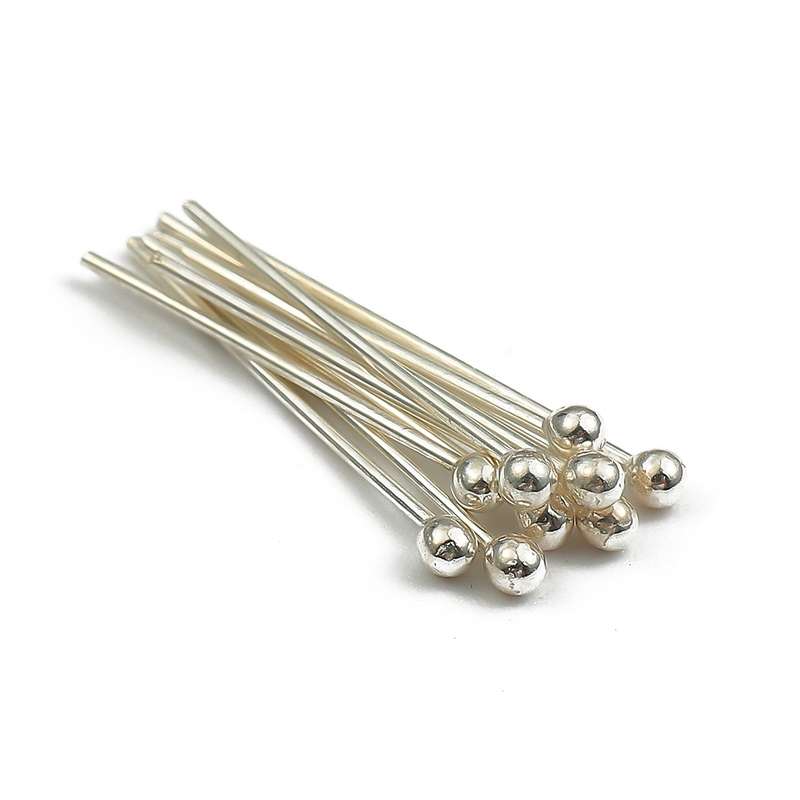 [15-50mm] 925 Sterling Silver Eye Head Pins Flat Head Pins T Shape Needles Ball Head Pins for Jewelry Making DIY 2pcs