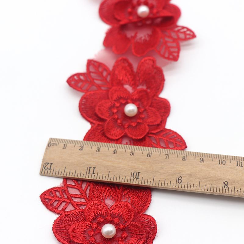H700 6.5*8cm 10pcs Pearl Flower For Dress Ribbon Lace Trim Knitting Wedding Lace Embroidered DIY Patchwork Sewing Supplies Craft
