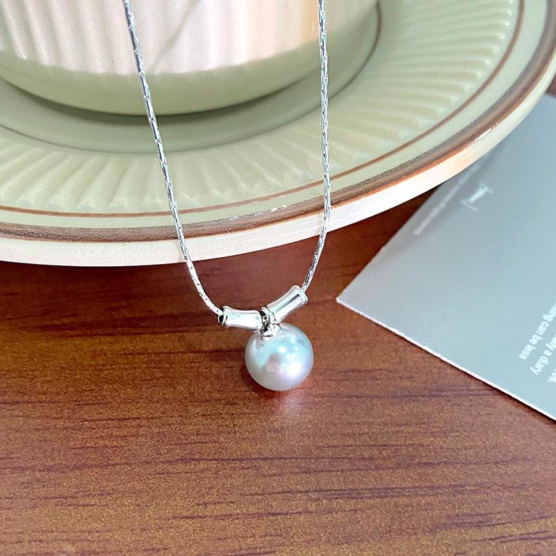 

Персонализированное ожерелье из бамбукового жемчуга для женщин, стиль вставки, модный и стильный стиль, украшение на шею в виде ключицы