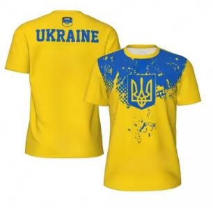 3D printing Ukrainian national flag football jersey men's quick-drying breathable T-shirt summer sports and leisure competitive training