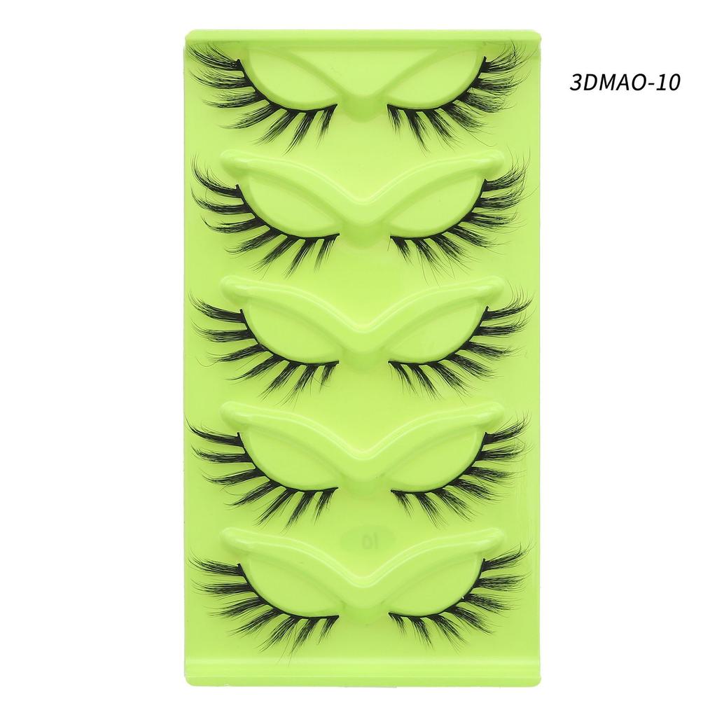XF 5 Pairs Fox Eye Lashes 3D Silk Fluffy Faux Mink False Cat Eyelashes Custom Packaging Box with Private logo
